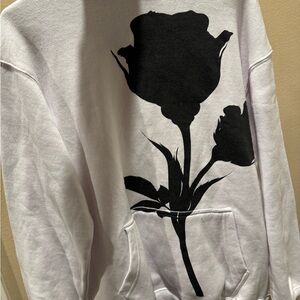 Men's White Sweater with Black Floral Design